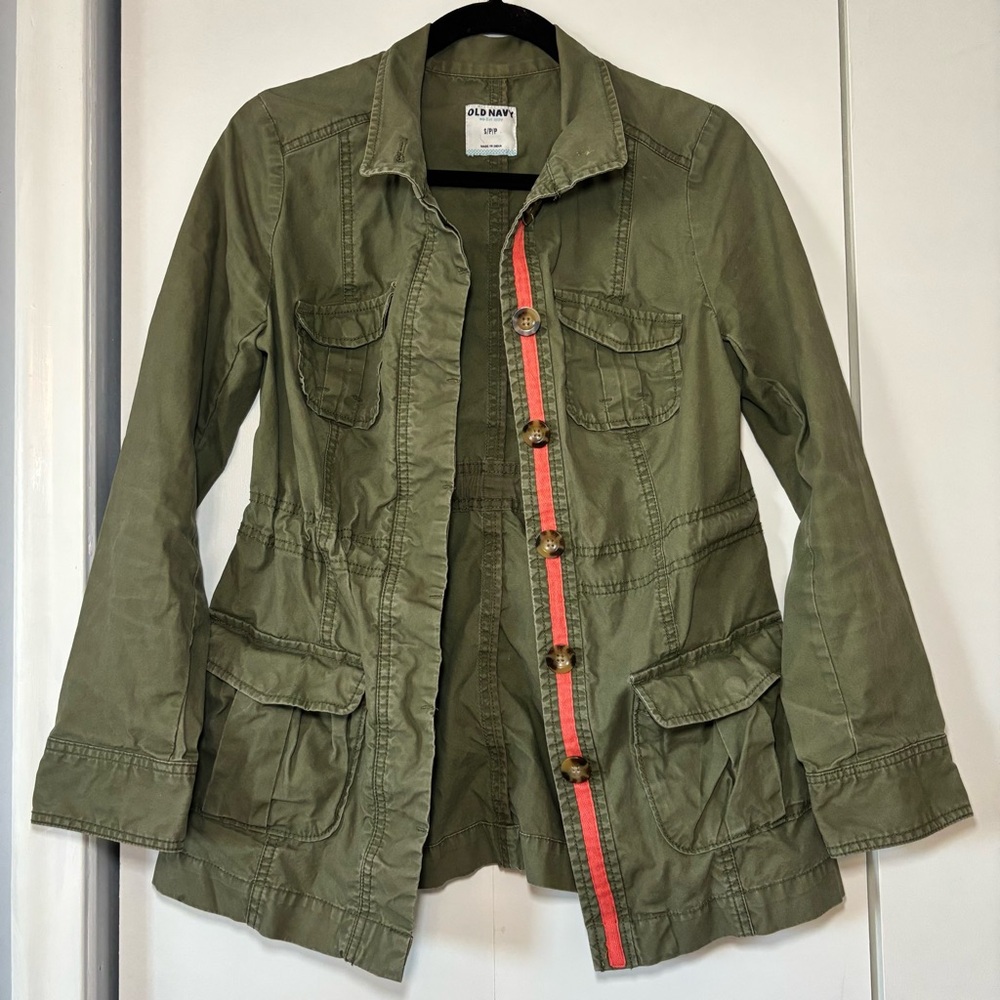 Old Navy Women’s Twill Field Jacket Olive Green Utility Military Style Small